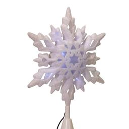 Kurt Adler 10in Cool White LED Glitter Snowflake Treetop