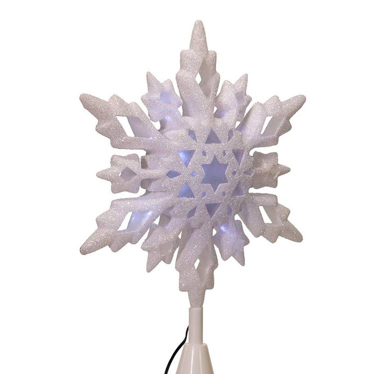 Kurt Adler 10in Cool White LED Glitter Snowflake Treetop
