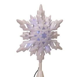Kurt Adler 10in Cool White LED Glitter Snowflake Treetop