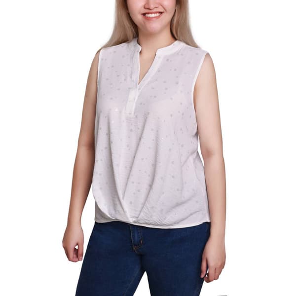 Womens NY Collection Sleeveless Airflow Dot Blouse with Foil