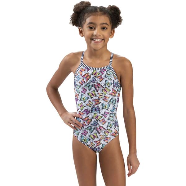 Dolfin Girls Keyhole One Piece Swimsuit Size 16 Fly Away