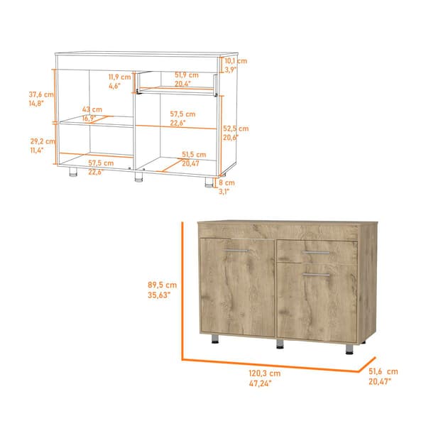 FM FURNITURE Saturn Macadamia Utility Base Cabinet