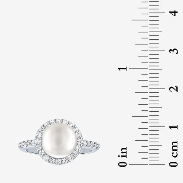 Gemstone Classics™ Lab Grown White Sapphire & Pearl Halo Ring
