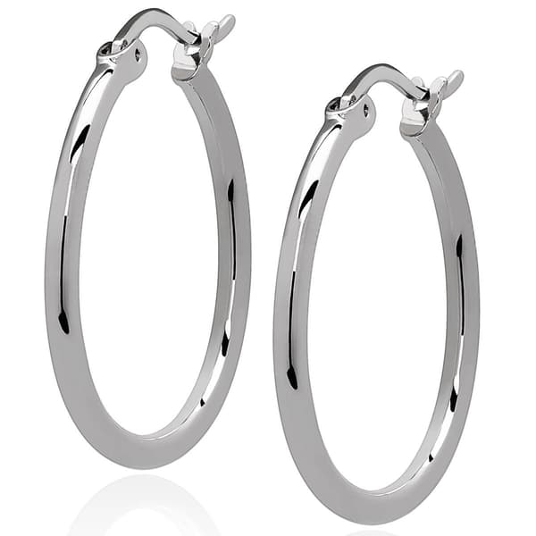 Gianni Argento 2x43mm Thin Shiny Hoop Earrings - image 