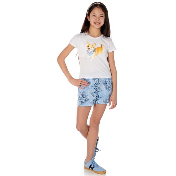 Girls (7-16) No Comment Corgi Graphic Tee w/ Print Short - image 