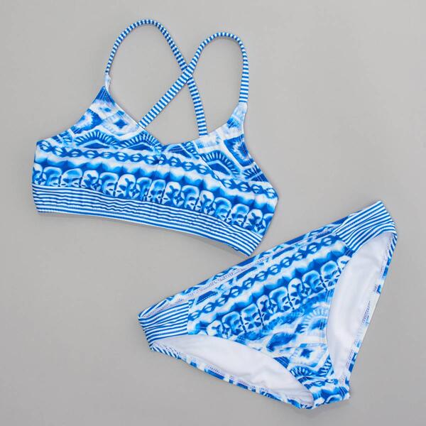 Girls &#40;7-16&#41; Jantzen 2pc. Abstract Stripe Bikini Swim Set - image 