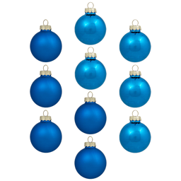 Northlight 10ct. 2-Finish Blue Christmas Glass Ball Ornaments