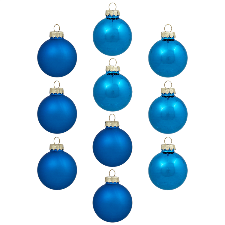 Northlight 10ct. 2-Finish Blue Christmas Glass Ball Ornaments