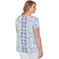 Plus Size Ruby Rd. French Riviera Short Sleeve Floral Blouse - image 2