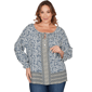Plus Size Skyes the Limit Fresh Start Long Sleeve Peasant Top - image 1