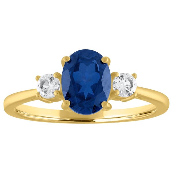 Gemstone Classics&#40;tm&#41; Oval Created Blue Sapphire 10kt. Gold Ring - image 