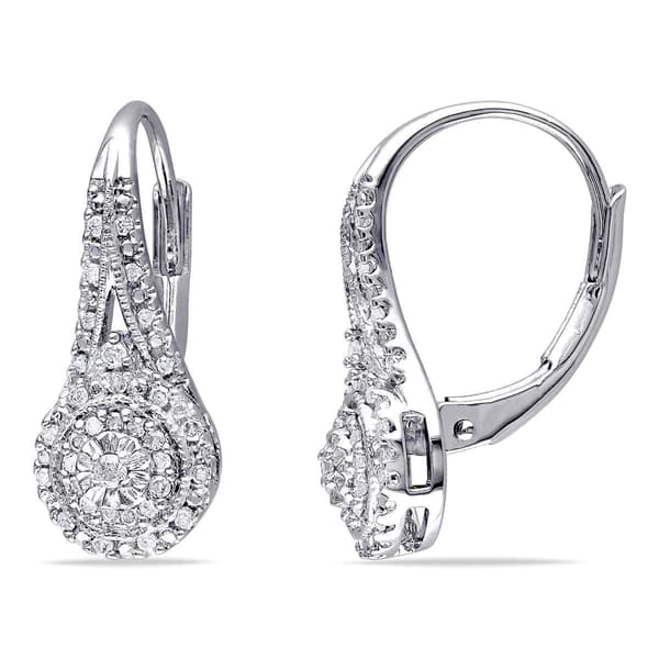 Diamond Classics&#40;tm&#41; Sterling Silver 1/4ctw. Leverback Earrings - image 