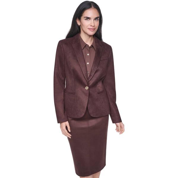 Womens Tommy Hilfiger Long Sleeve One Button Faux Suede Blazer