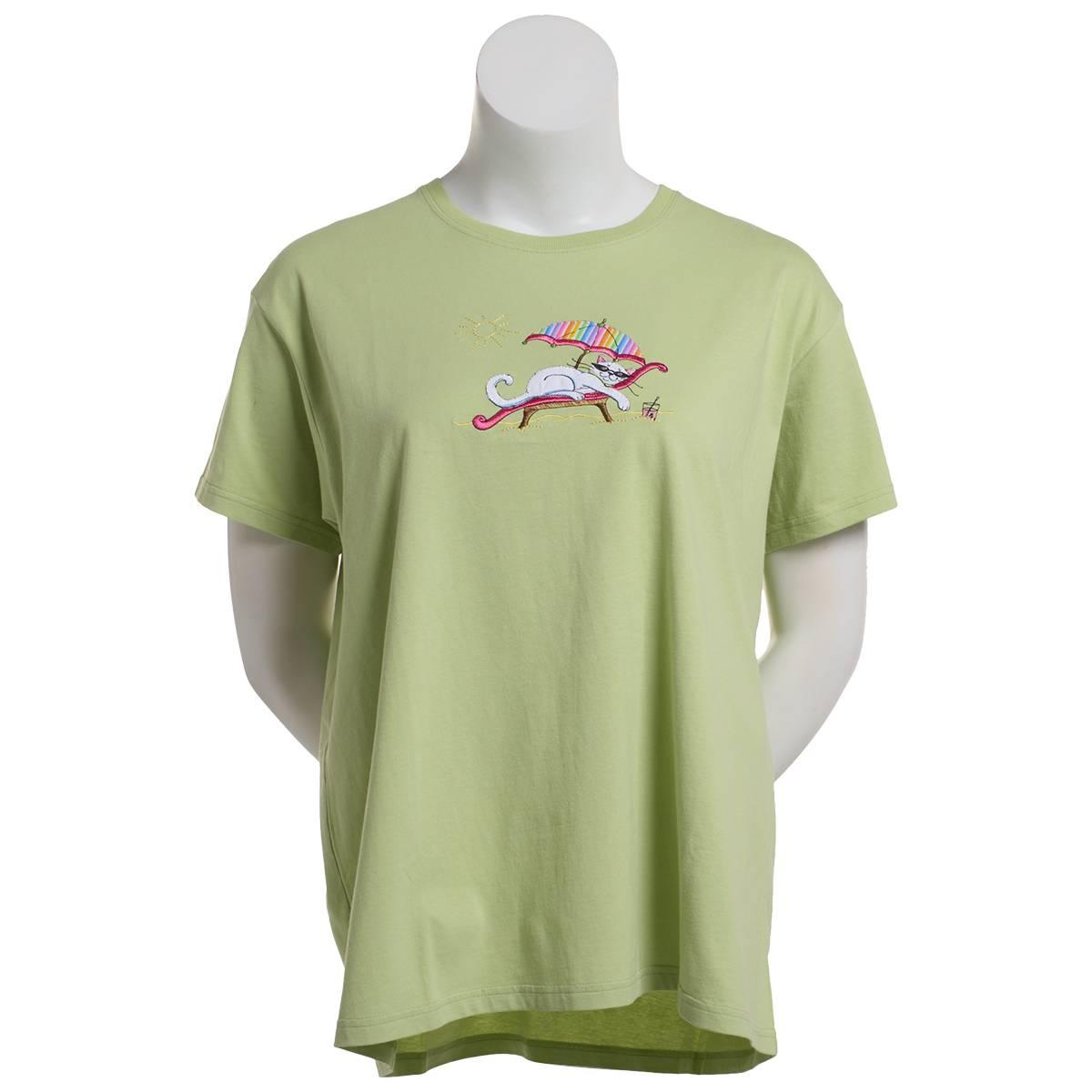 Plus Size Morning Sun Short Sleeve Beach Kitty Tee