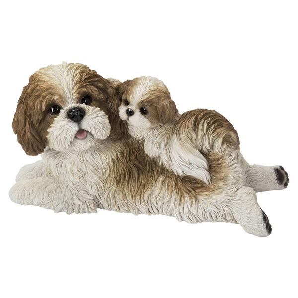Hi-Line Gift Mother & Baby Shih Tzu Garden Statue - image 