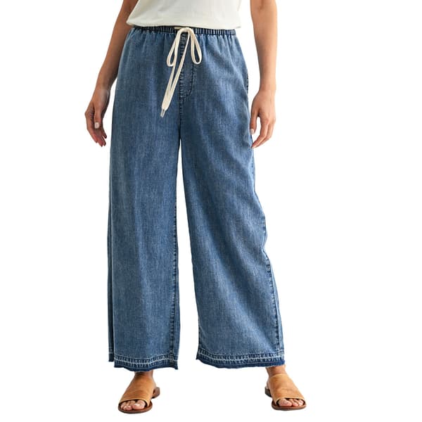 Womens CITY BLUES Pull On Wide Leg Denim Pants - image 
