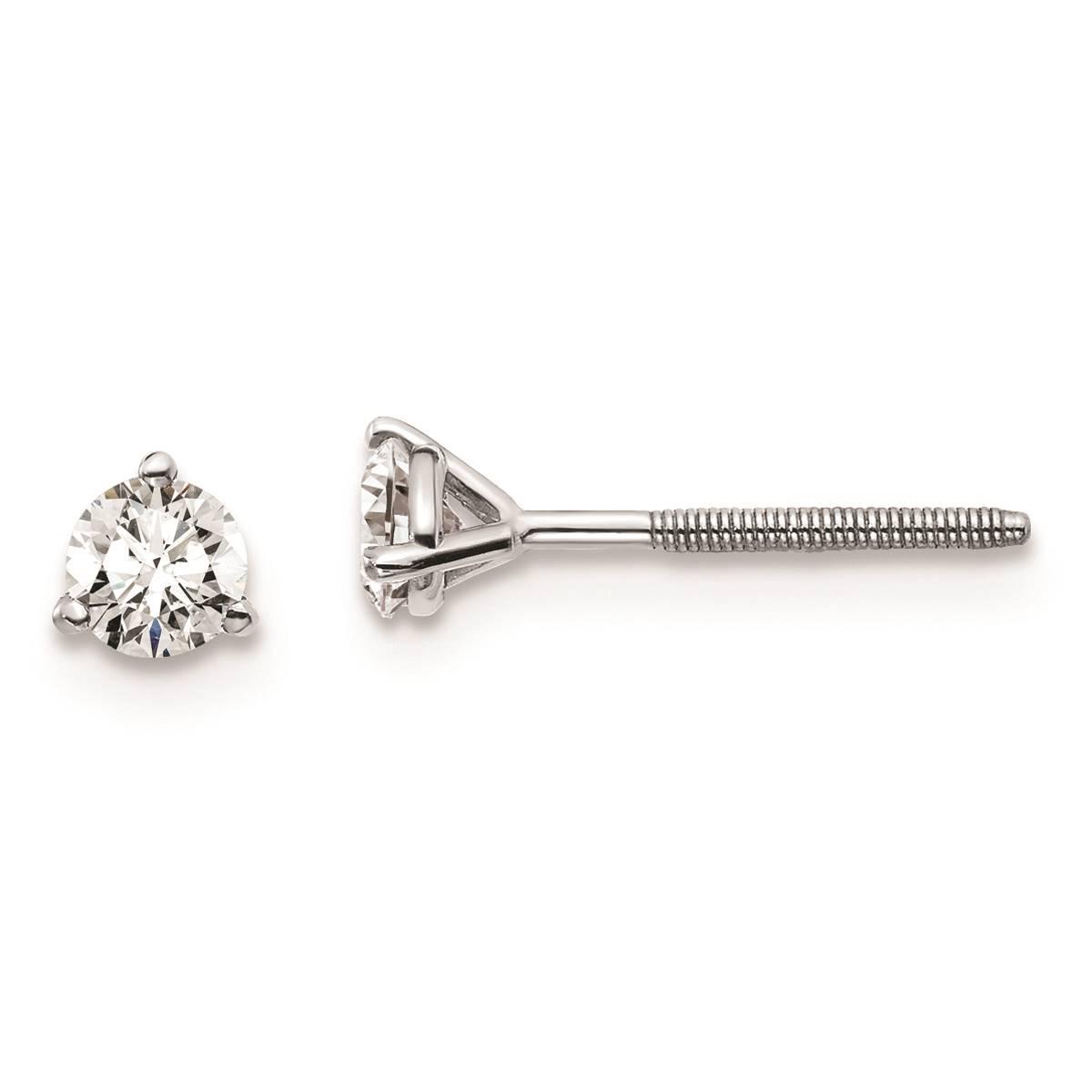 Pure Fire 14kt. White Gold 1/3ctw. Screwback Lab Diamond...