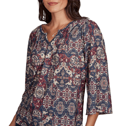 Womens Ruby Rd. English Countryside Patchwork Medallion Blouse