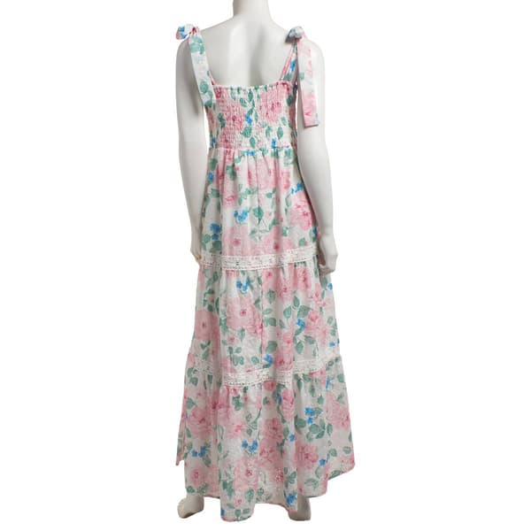 Juniors Crystal Doll Floral Tie Shoulder Maxi Dress