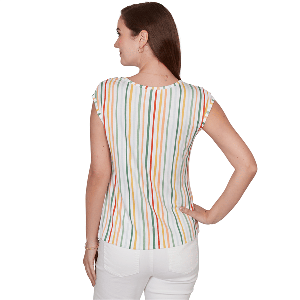 Petite Emaline Key Items Cap Sleeve Stripe Tee