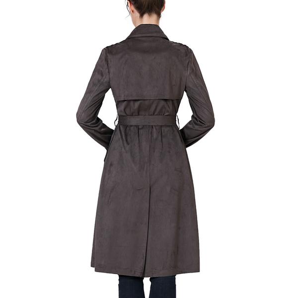 Womens BGSD Long Suede Trench Coat