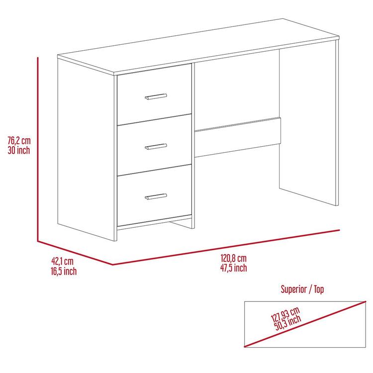 FM FURNITURE Berlin Black Wengue Three Drawers Desk