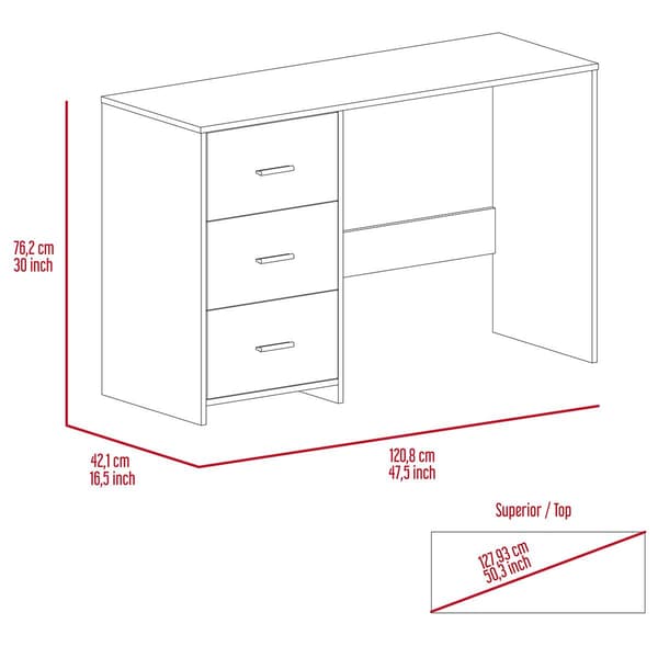 FM FURNITURE Berlin Black Wengue Three Drawers Desk