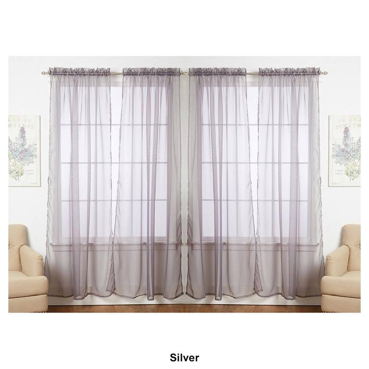 J&V Textiles Sheer Rod Pocket Curtain Panels