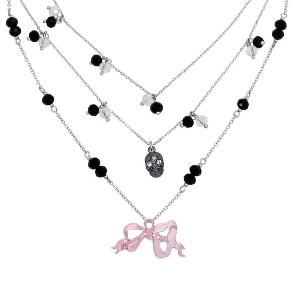 Betsey Johnson Bow & Skull Multi-Strand Necklace
