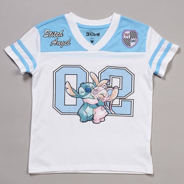 Girls (7-16) Disney Stitch & Angel Soccer Jersey Tee - image 