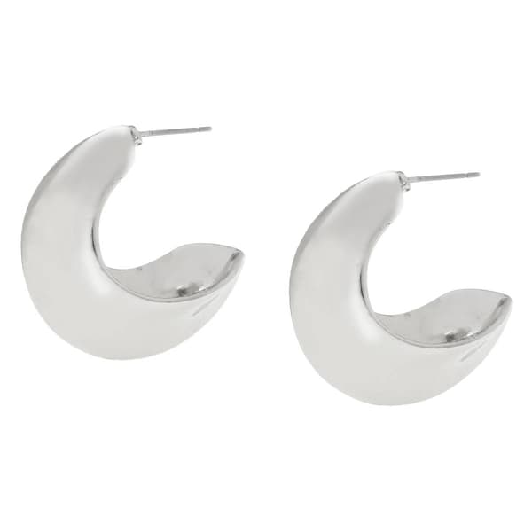 Steve Madden Vintage Silver C Hoop Earrings