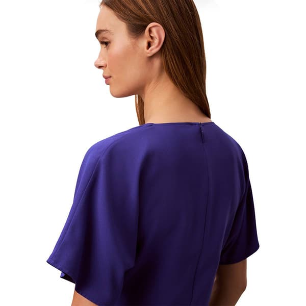 Womens Calvin Klein Short Sleeve V Neck Crepe Midi Dress
