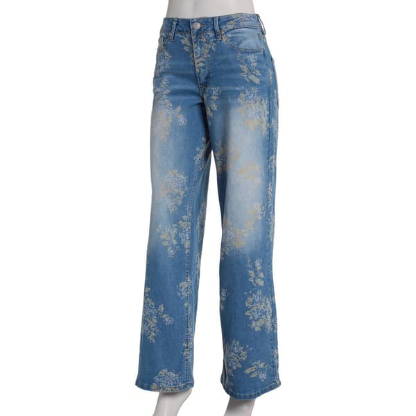 Juniors Madden Girl 90''s Wide Leg Floral Print Jeans