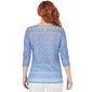 Womens Ruby Rd. Bali Blue Knit Embellished Geo Top - image 2