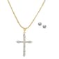 Gianni Argento Lab White Sapphire Cross & Stud Earring Set - image 2