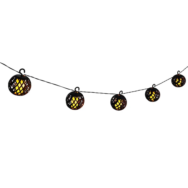 10 Light Solar Plastic Round Cage String Lights - image 