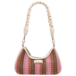 Tommy Bahama Striped Woven Ribbon Zip Top Hobo Bag - image 7