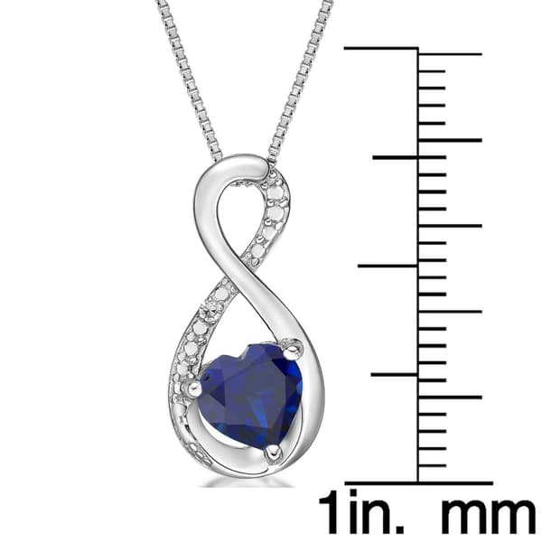 Gemminded Sterling Silver 6mm Heart Created Sapphire Pendant