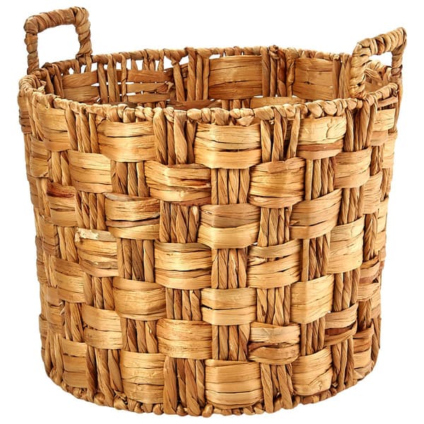 Baum Brothers Large Twist+Flat Weave Water Hyacinth Round Basket - image 