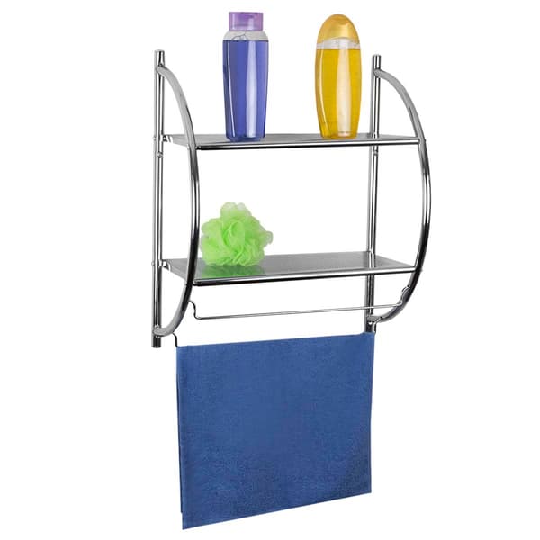 Home Basics Wall Mounted Bathroom Shelf With Towel Bar