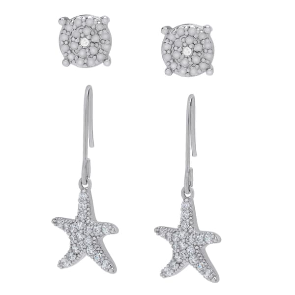 Accents by Gianni Argento Diamond Accent Starfish Earrings Set - image 