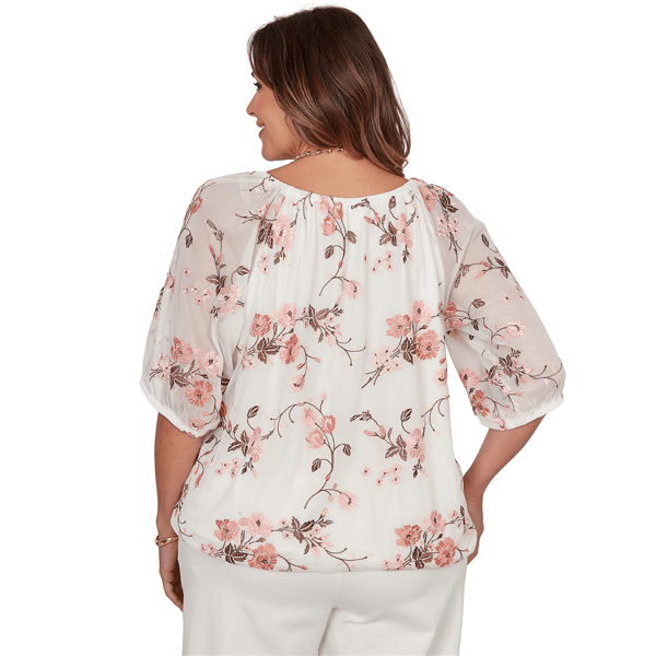Plus Size Skye’s the Limit Blooming Pastels Embroidery Blouse
