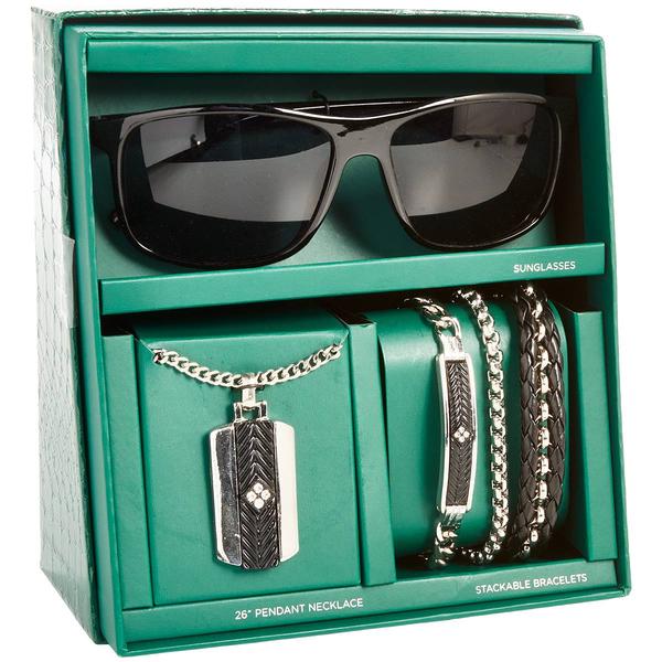 Mens Gentlemen''s Classics(tm) Tag Necklace & Leather Bracelet Set