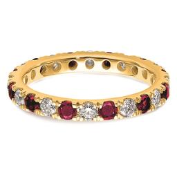 Pure Fire 14kt. Yellow Gold Lab Created Ruby Eternity Band