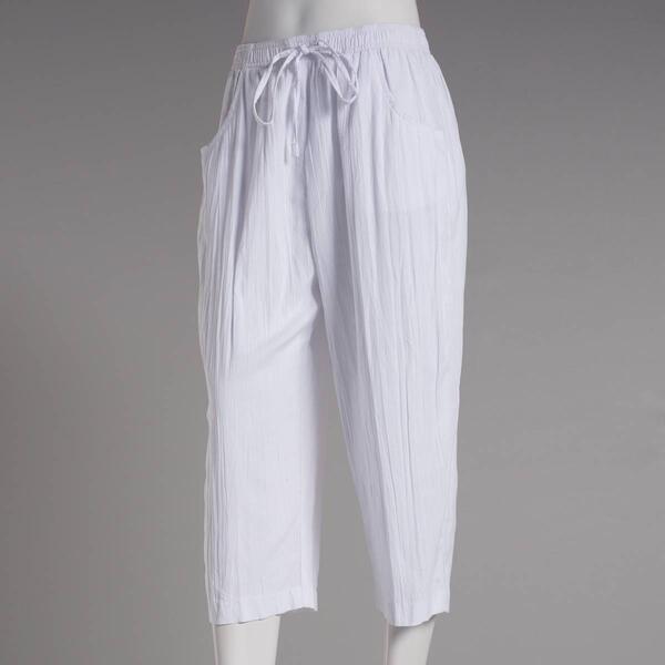 Womens Jeno Neuman Cotton Crinkle Tie Front Capri Pants - image 