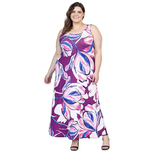 Plus Size 24/7 Comfort Apparel Floral Shift Maxi Dress - image 