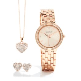 Ellen Tracy Watch/Heart Necklace &amp; Stud Earring Set