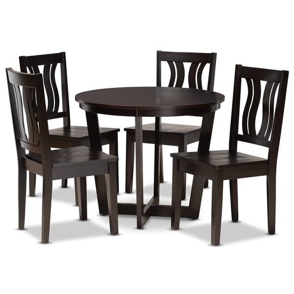 Baxton Studio Elodia Dark Brown Finish Wood 5pc. Dining Set - image 