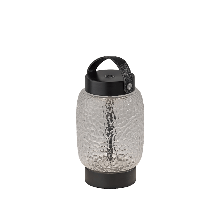 Adesso Cassius Cordless LED Table Lantern with Iron & Glass Shade