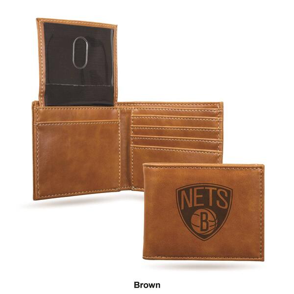 Mens NBA Brooklyn Nets Faux Leather Bifold Wallet